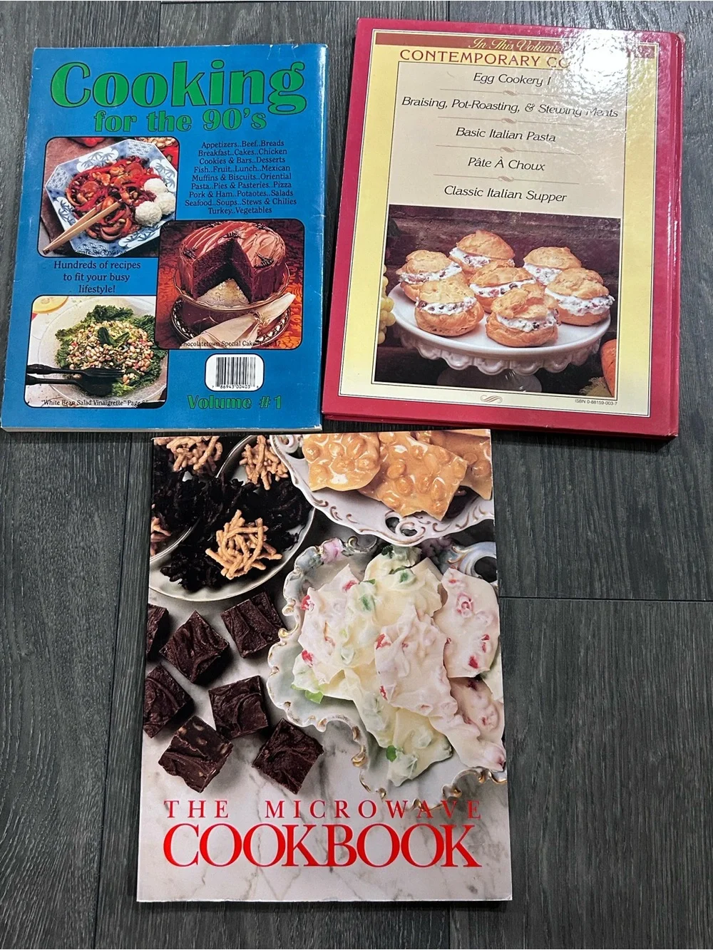 Lot 3 Vintage Cookbooks Cooking For The 90’s Contemporary Cooking Microwave